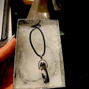 Charm Pendan with Faux Leather Necklace